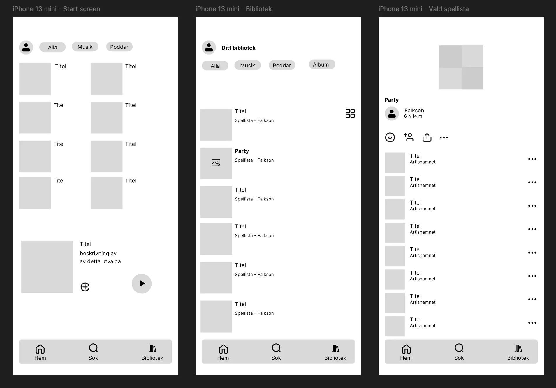 Low-fidelity wireframes made in Figma as a clickable prototype